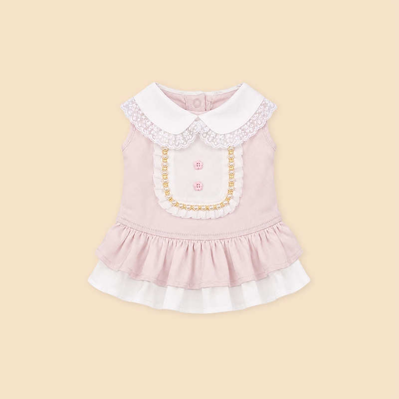 Vestido de perro con cuello de muñeca francés Elegante ropa para mascotas