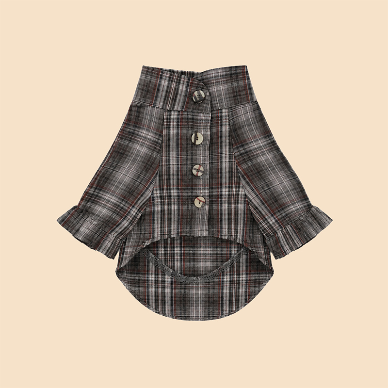 Camisa rústica para perros a cuadros marrones, ropa informal para mascotas al aire libre