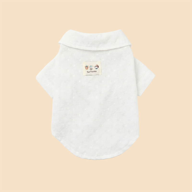 Blusa de perro bordada en crema Elegante camisa para mascotas