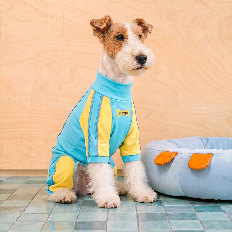 Traje de verano transpirable con bloques de color y body refrescante para perros de cuatro patas