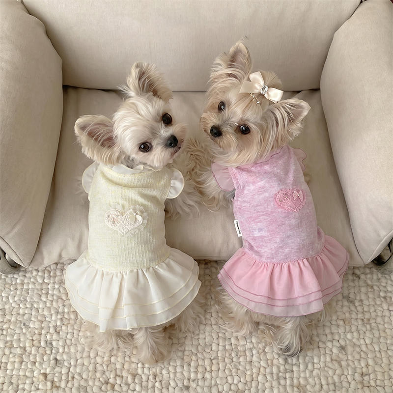 Vestido para mascotas con mangas aleteantes y volantes, estilo princesa