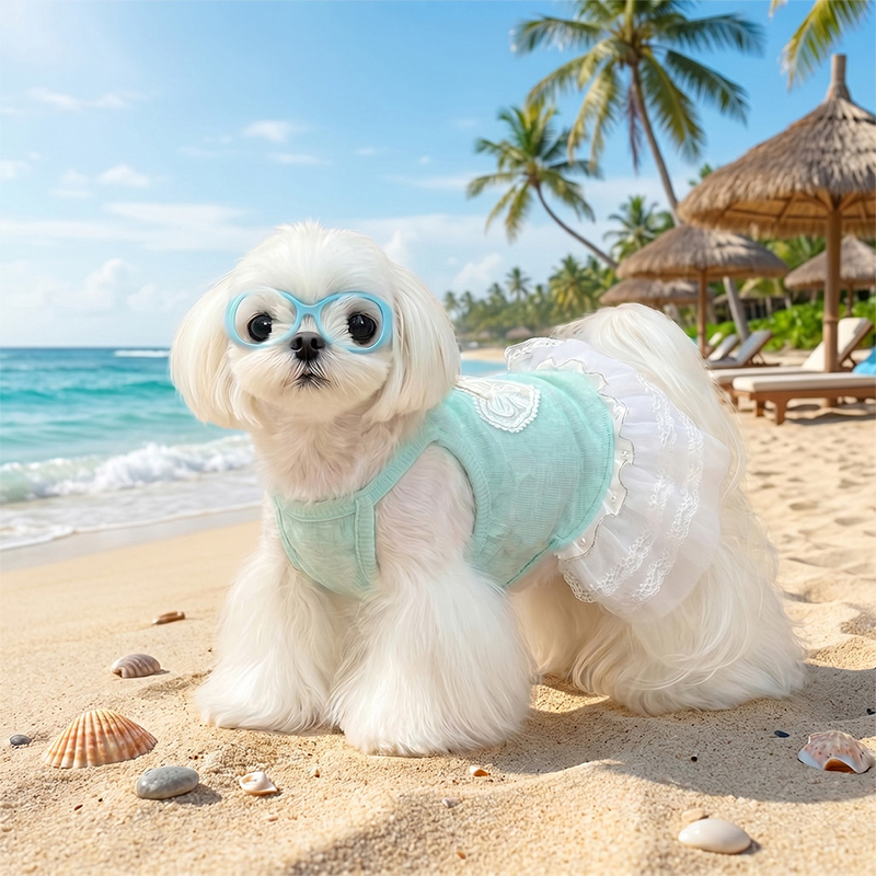 Vestido de perro de tul con tirantes de espagueti y corazón verde menta, atuendo de fiesta de princesa