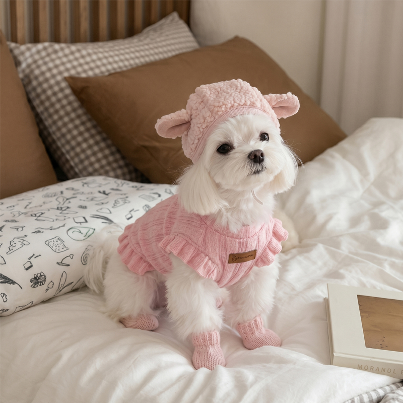Chaleco de punto con volantes para perro, chaleco suave y cálido para mascotas
