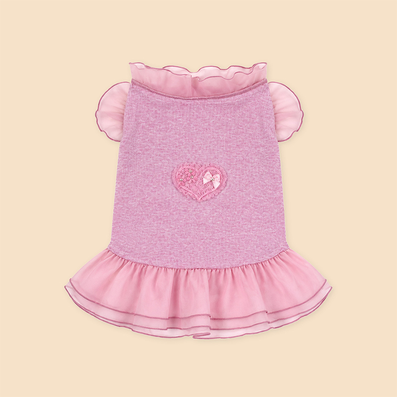 Vestido para mascotas con mangas aleteantes y volantes, estilo princesa