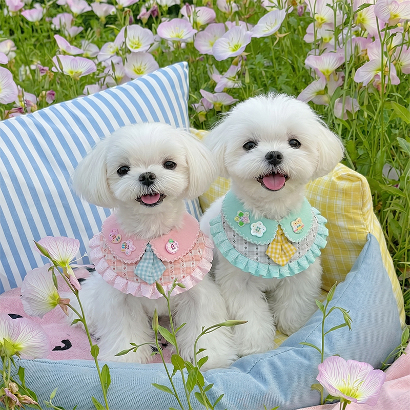 Lindo accesorio informal para mascotas con babero para perro con pajarita a cuadros